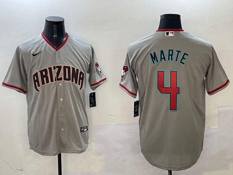 Men Arizona Diamondback #4 Marte Grey Game 2025 Nike MLB Jersey style 1->arizona diamondback->MLB Jersey